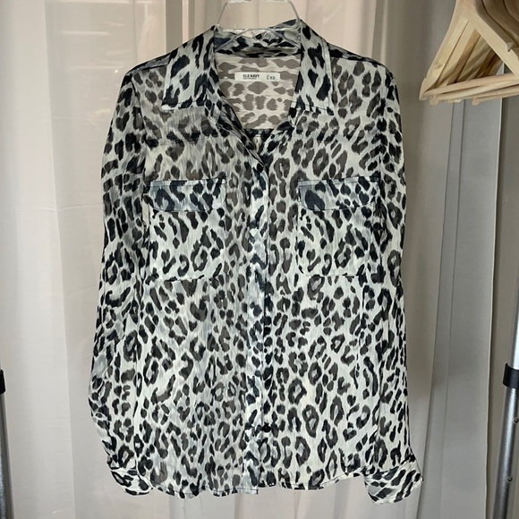 Sheer leopard print button down - Picture 1 of 2